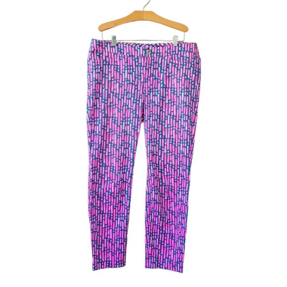 Lilly Pulitzer Kelly Skinny Ankle Pant Pink Mandevilla Slathouse Stripe Size 10 - Picture 2 of 7